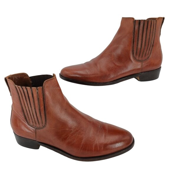 Vintage Bruno Magli Mens 10.5M Brown Calfskin Leather Chelsea Dress Boots Italy - Picture 2 of 13